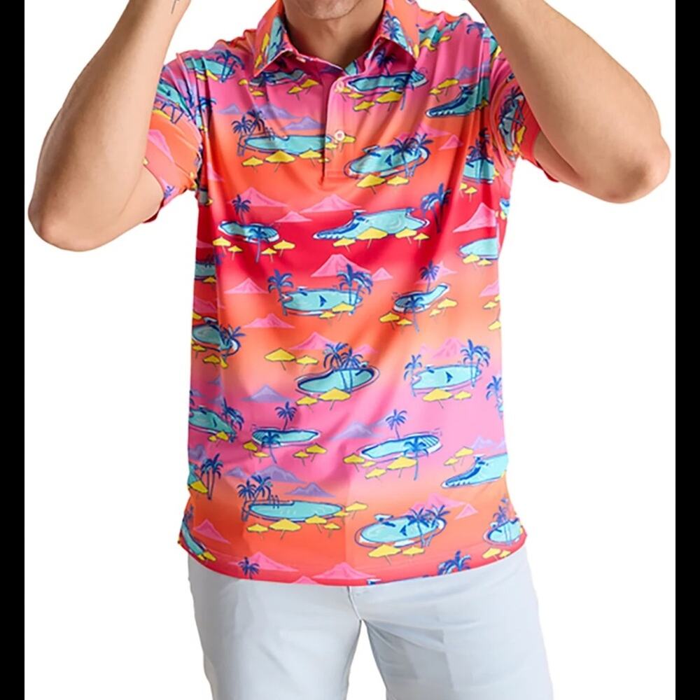Chubbies The Offsite '24 Performance Polo Shirt - Bright Pink XXXL